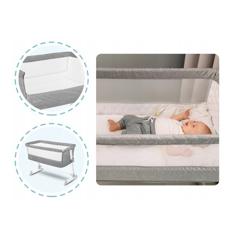 Lionelo - Patut co-sleeper Theo 2 in 1, 90x50 cm, Gri