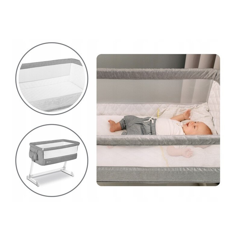 Lionelo - Patut co-sleeper Theo 2 in 1, 90x50 cm, Gri