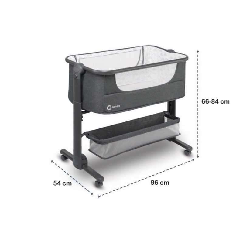 Lionelo - Patut 3 in 1 Co-Sleeper Timon, Pliabil, Dark Grey