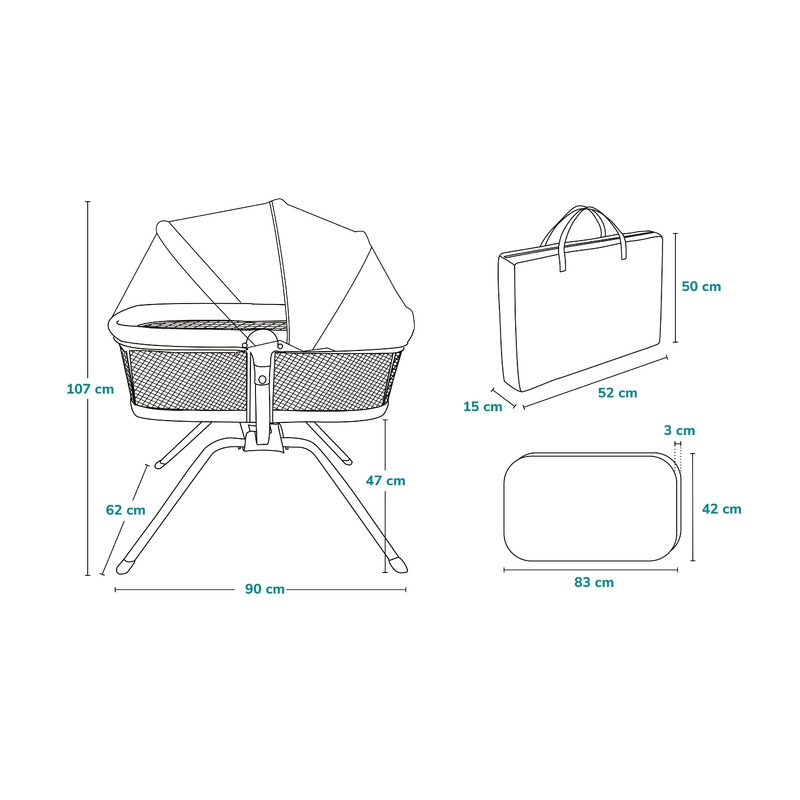 Lionelo - Patut balansoar Malin, 3 in 1, Pliabil, 0-9 kg, Geanta Transport, Asamblare Rapida, Ultra-Usor, Conform cu standardele europeane de securitate EN1130 si EN16890, Gri