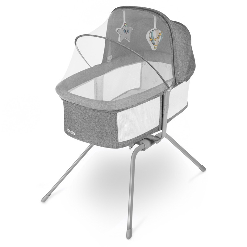 Lionelo - Patut balansoar Malin, 3 in 1, Pliabil, 0-9 kg, Geanta Transport, Asamblare Rapida, Ultra-Usor, Conform cu standardele europeane de securitate EN1130 si EN16890, Gri