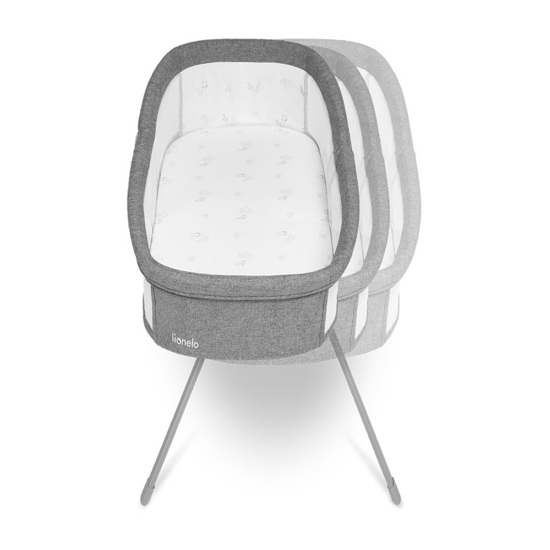 Lionelo - Patut balansoar Malin, 3 in 1, Pliabil, 0-9 kg, Geanta Transport, Asamblare Rapida, Ultra-Usor, Conform cu standardele europeane de securitate EN1130 si EN16890, Gri