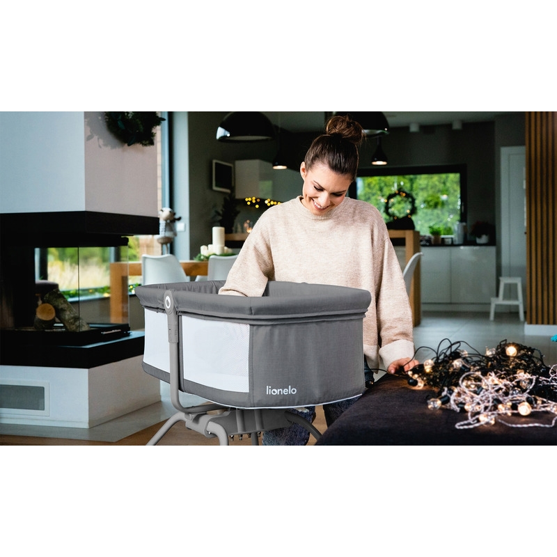Lionelo - Patut balansoar Malin, 3 in 1, Pliabil, 0-9 kg, Geanta Transport, Asamblare Rapida, Ultra-Usor, Conform cu standardele europeane de securitate EN1130 si EN16890, Gri