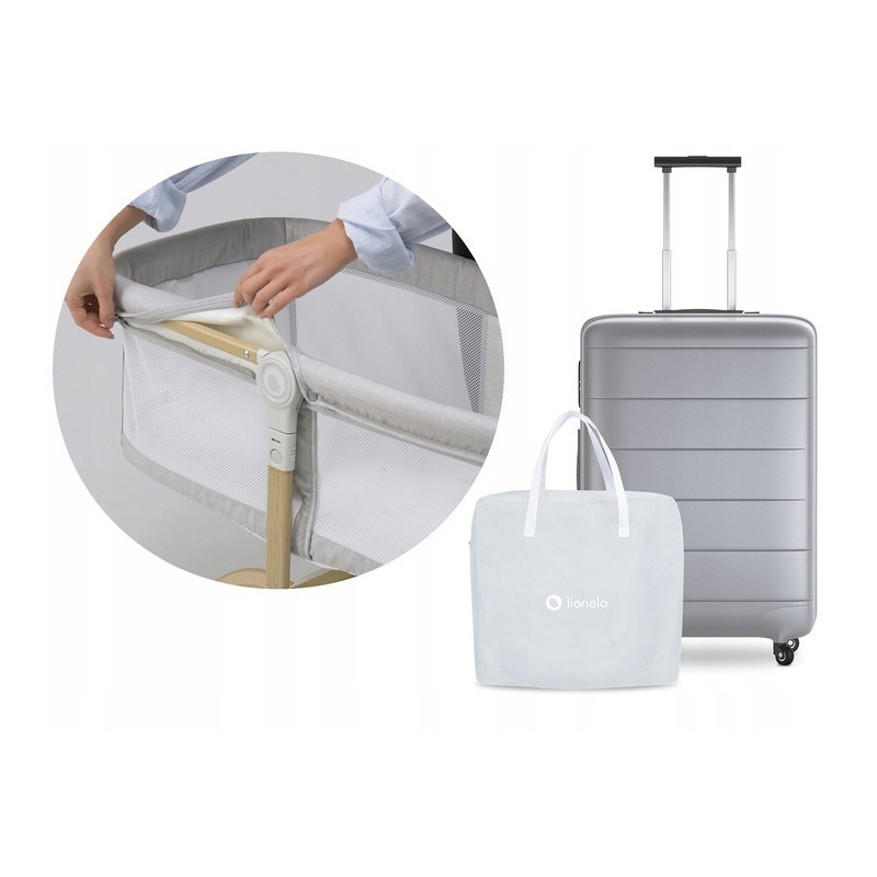 Lionelo - Patut balansoar Malin, 3 in 1, Pliabil, 0-9 kg, Geanta Transport, Asamblare Rapida, Ultra-Usor, Conform cu standardele europeane de securitate EN1130 si EN16890, Gri