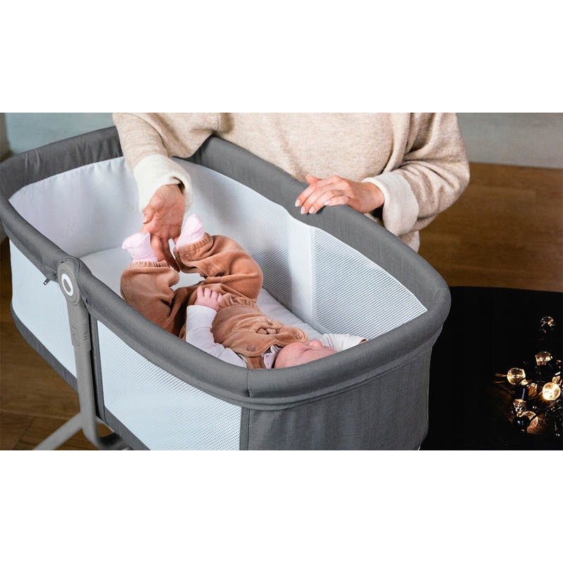 Lionelo - Patut balansoar Malin, 3 in 1, Pliabil, 0-9 kg, Geanta Transport, Asamblare Rapida, Ultra-Usor, Conform cu standardele europeane de securitate EN1130 si EN16890, Gri