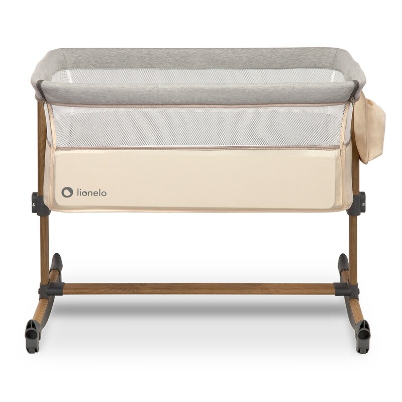 Lionelo - Patut co-sleeper Leonie Sand Cu sistem de leganare, 83x50 cm, Bej