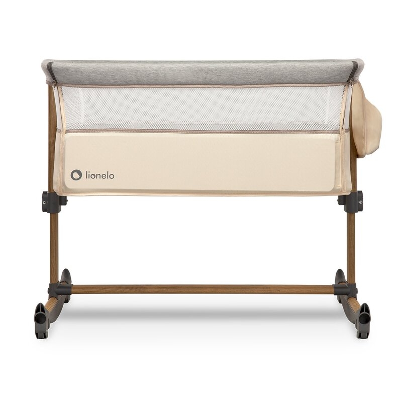 Lionelo - Patut co-sleeper Leonie Sand Cu sistem de leganare, 83x50 cm, Bej