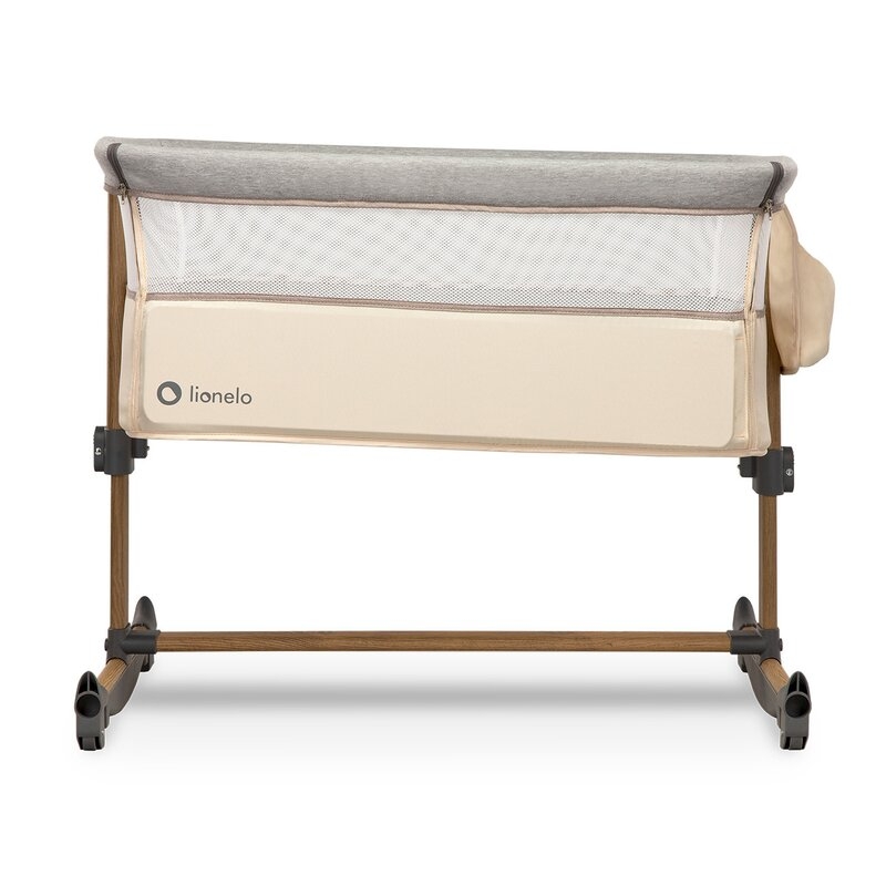 Lionelo - Patut co-sleeper Leonie Sand Cu sistem de leganare, 83x50 cm, Bej