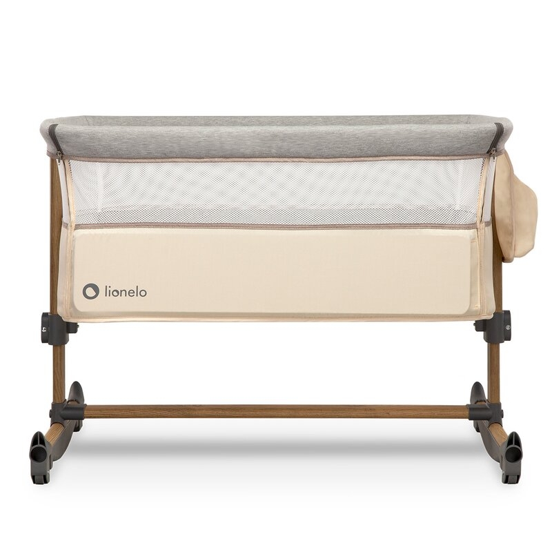 Lionelo - Patut co-sleeper Leonie Sand Cu sistem de leganare, 83x50 cm, Bej