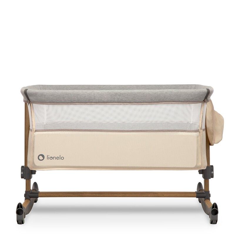 Lionelo - Patut co-sleeper Leonie Sand Cu sistem de leganare, 83x50 cm, Bej