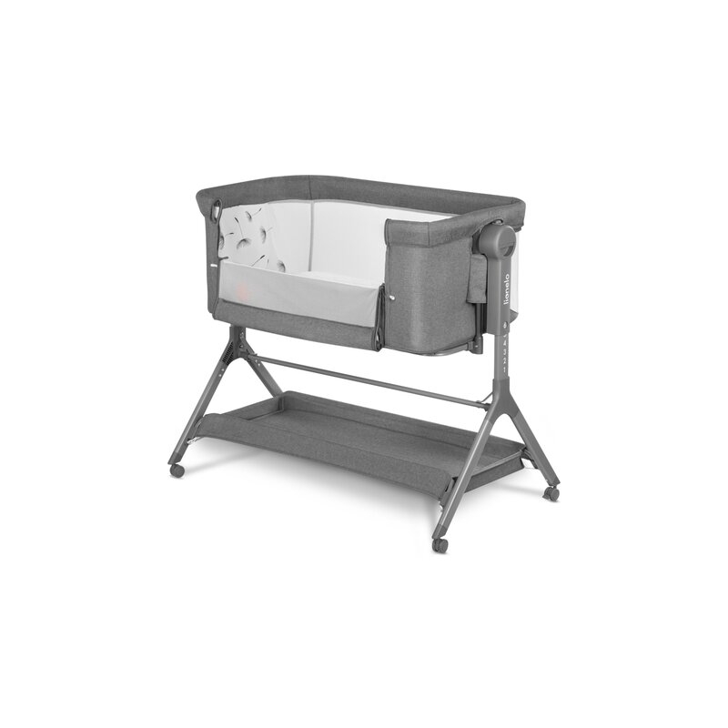 Lionelo - Patut co-sleeper Leonie Plus, Pliabil, Cu sistem de leganare, Cu setare unghiulara, Reglabil in 6 pozitii pe inaltime, Conform cu standardele europeane de securitate EN1130 si EN16890, Gri