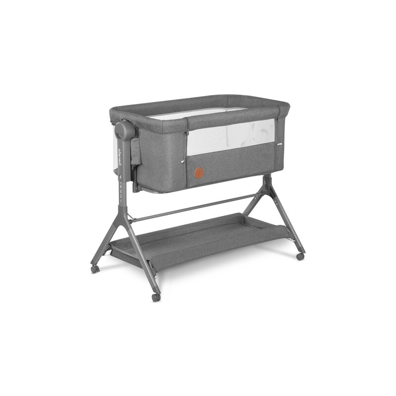 Lionelo - Patut co-sleeper Leonie Plus, Pliabil, Cu sistem de leganare, Cu setare unghiulara, Reglabil in 6 pozitii pe inaltime, Conform cu standardele europeane de securitate EN1130 si EN16890, Gri