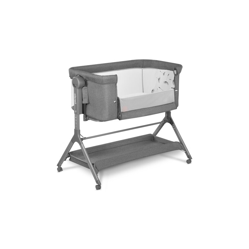 Lionelo - Patut co-sleeper Leonie Plus, Pliabil, Cu sistem de leganare, Cu setare unghiulara, Reglabil in 6 pozitii pe inaltime, Conform cu standardele europeane de securitate EN1130 si EN16890, Gri