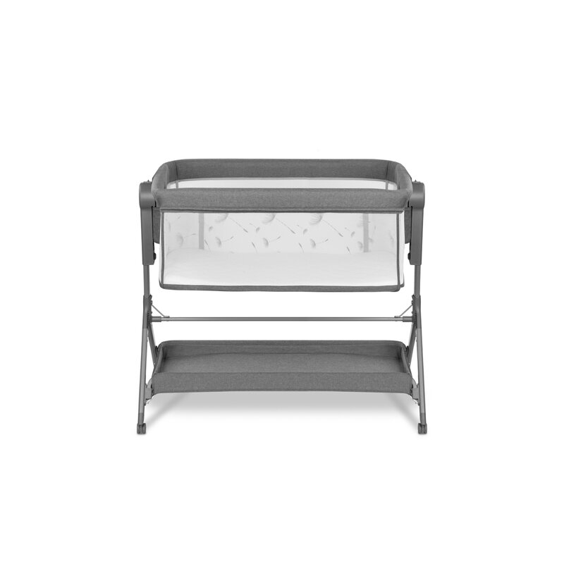 Lionelo - Patut co-sleeper Leonie Plus, Pliabil, Cu sistem de leganare, Cu setare unghiulara, Reglabil in 6 pozitii pe inaltime, Conform cu standardele europeane de securitate EN1130 si EN16890, Gri