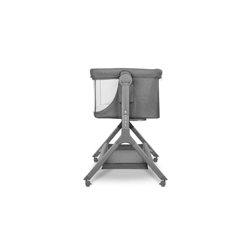 Lionelo - Patut co-sleeper Leonie Plus, Pliabil, Cu sistem de leganare, Cu setare unghiulara, Reglabil in 6 pozitii pe inaltime, Conform cu standardele europeane de securitate EN1130 si EN16890, Gri