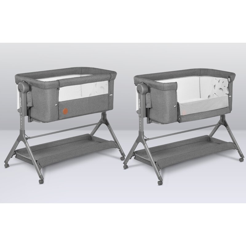 Lionelo - Patut co-sleeper Leonie Plus, Pliabil, Cu sistem de leganare, Cu setare unghiulara, Reglabil in 6 pozitii pe inaltime, Conform cu standardele europeane de securitate EN1130 si EN16890, Gri