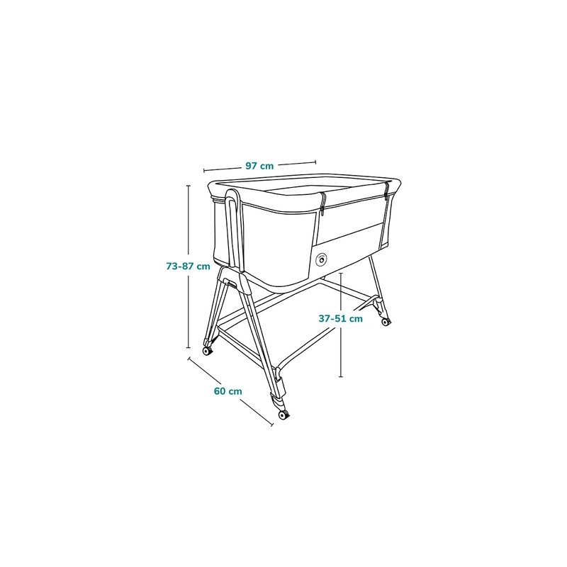 Lionelo - Patut co-sleeper Luna, 2 in 1, Cu setare unghiulara, Cu roti, Reglabil in 6 pozitii pe inaltime, Gri deschis