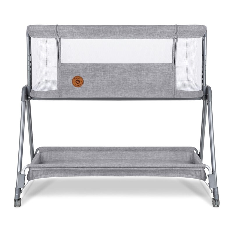 Lionelo - Patut co-sleeper Luna, 2 in 1, Cu setare unghiulara, Cu roti, Reglabil in 6 pozitii pe inaltime, Gri deschis