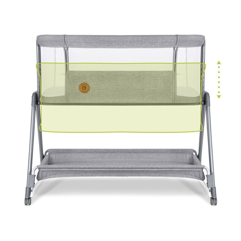 Lionelo - Patut co-sleeper Luna, 2 in 1, Cu setare unghiulara, Cu roti, Reglabil in 6 pozitii pe inaltime, Gri deschis