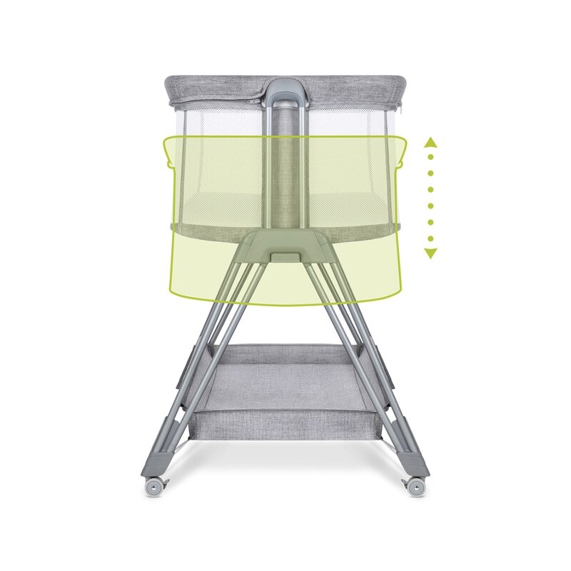 Lionelo - Patut co-sleeper Luna, 2 in 1, Cu setare unghiulara, Cu roti, Reglabil in 6 pozitii pe inaltime, Gri deschis