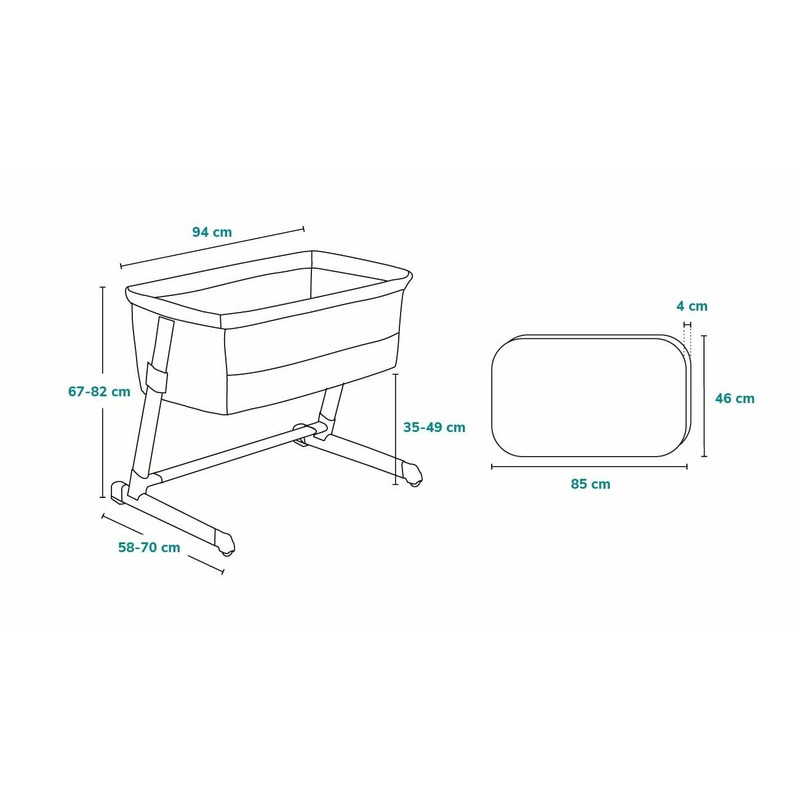 Lionelo - Patut co-sleeper Theo 2 in 1, Cu setare unghiulara, Reglabil in 5 pozitii pe inaltime, Conform cu standardele europeane de securitate EN1130 si EN16890, Grey Stone