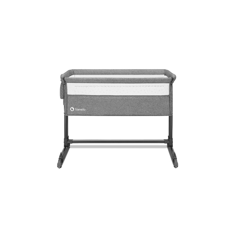 Lionelo - Patut co-sleeper Theo 2 in 1, Cu setare unghiulara, Reglabil in 5 pozitii pe inaltime, Conform cu standardele europeane de securitate EN1130 si EN16890, Grey Stone