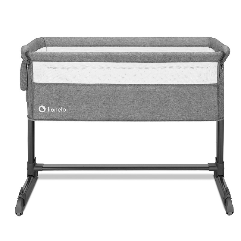 Lionelo - Patut co-sleeper Theo 2 in 1, Cu setare unghiulara, Reglabil in 5 pozitii pe inaltime, Conform cu standardele europeane de securitate EN1130 si EN16890, Grey Stone