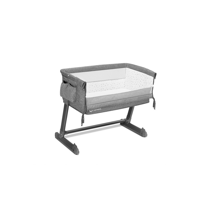 Lionelo - Patut co-sleeper Theo 2 in 1, Cu setare unghiulara, Reglabil in 5 pozitii pe inaltime, Conform cu standardele europeane de securitate EN1130 si EN16890, Grey Stone