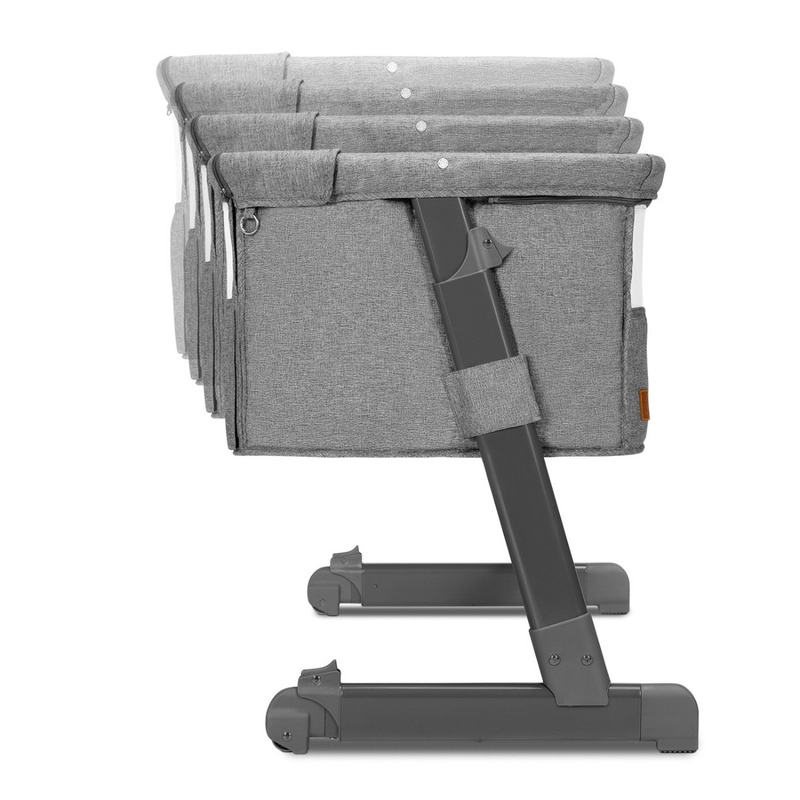 Lionelo - Patut co-sleeper Theo 2 in 1, Cu setare unghiulara, Reglabil in 5 pozitii pe inaltime, Conform cu standardele europeane de securitate EN1130 si EN16890, Grey Stone