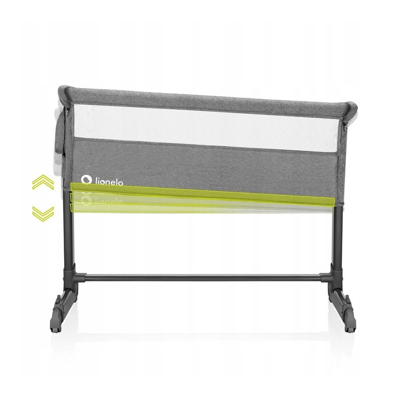 Lionelo - Patut co-sleeper Theo 2 in 1, Cu setare unghiulara, Reglabil in 5 pozitii pe inaltime, Conform cu standardele europeane de securitate EN1130 si EN16890, Grey Stone