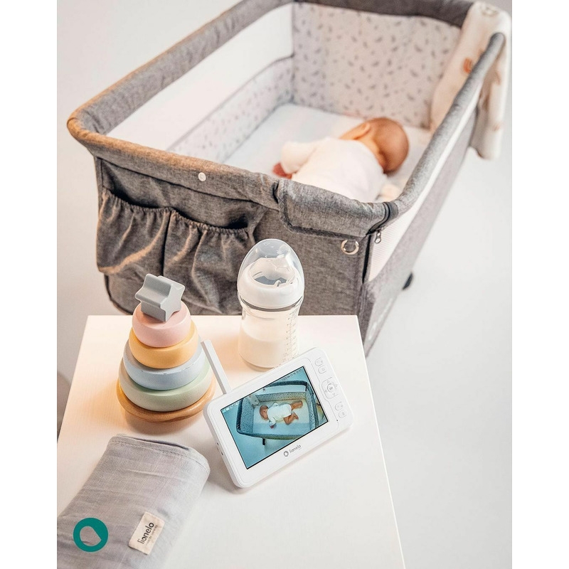 Lionelo - Patut co-sleeper Theo 2 in 1, Cu setare unghiulara, Reglabil in 5 pozitii pe inaltime, Conform cu standardele europeane de securitate EN1130 si EN16890, Grey Stone