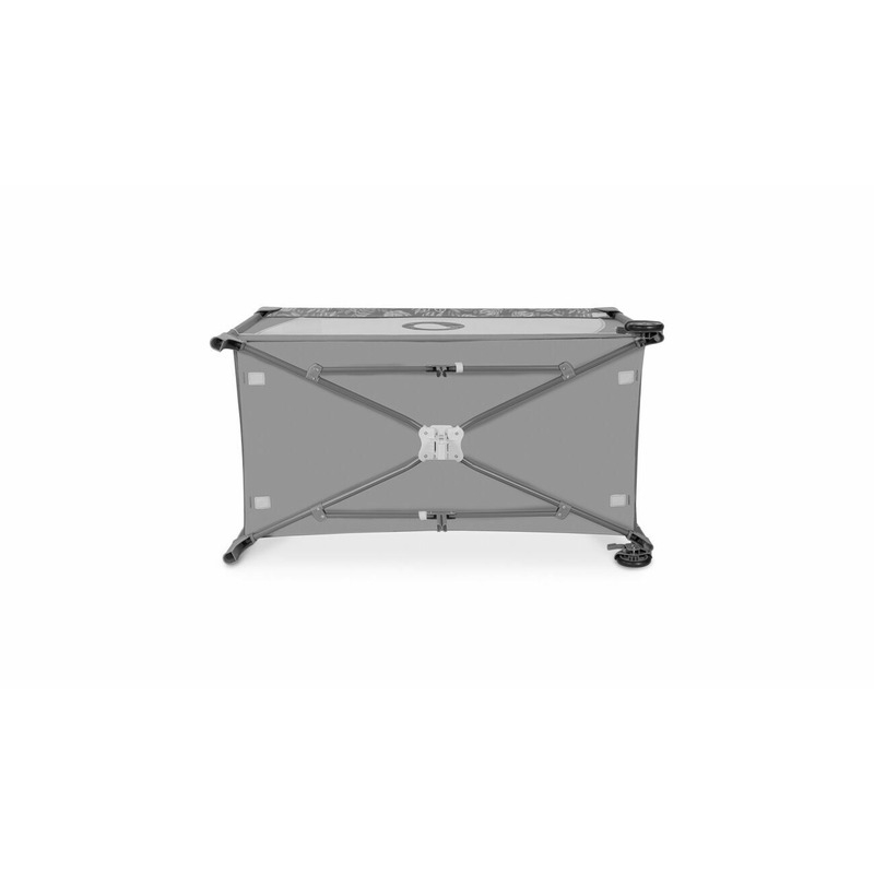 Lionelo - Patut pliant cu doua nivele Flower , Cu arcada, Geanta transport, Masuta de infasat, Bara cu jucarii, Fereastra laterala, 120x60 cm, Conform cu standardele europeane de securitate EN 716 si EN12221, Gri