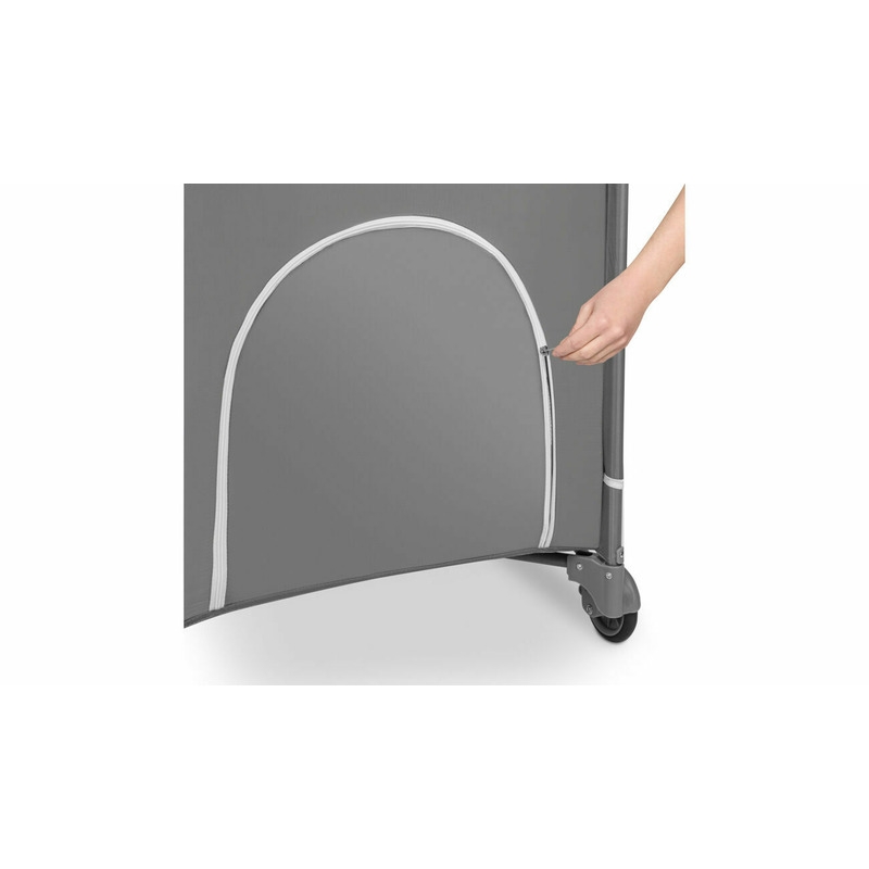 Lionelo - Patut pliant cu doua nivele Flower , Cu arcada, Geanta transport, Masuta de infasat, Bara cu jucarii, Fereastra laterala, 120x60 cm, Conform cu standardele europeane de securitate EN 716 si EN12221, Gri