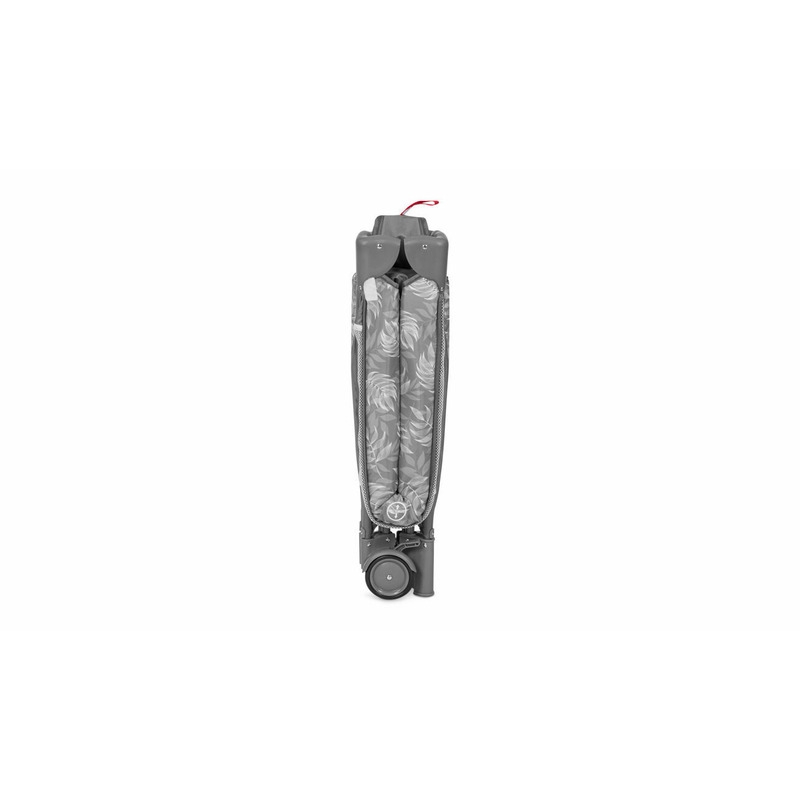 Lionelo - Patut pliant cu doua nivele Flower , Cu arcada, Geanta transport, Masuta de infasat, Bara cu jucarii, Fereastra laterala, 120x60 cm, Conform cu standardele europeane de securitate EN 716 si EN12221, Gri
