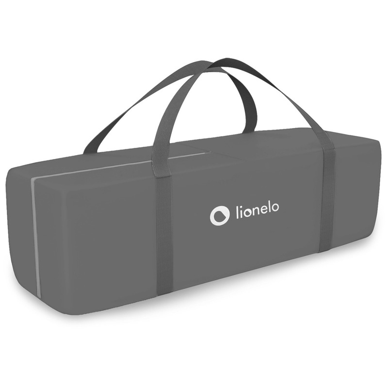 Lionelo - Patut pliant cu doua nivele, Stefi Plus, Cu intrare laterala cu fermoar, 2 roti, 120 x 60 cm, Conform cu standardul european de securitate EN 716, Gri/ Multicolor