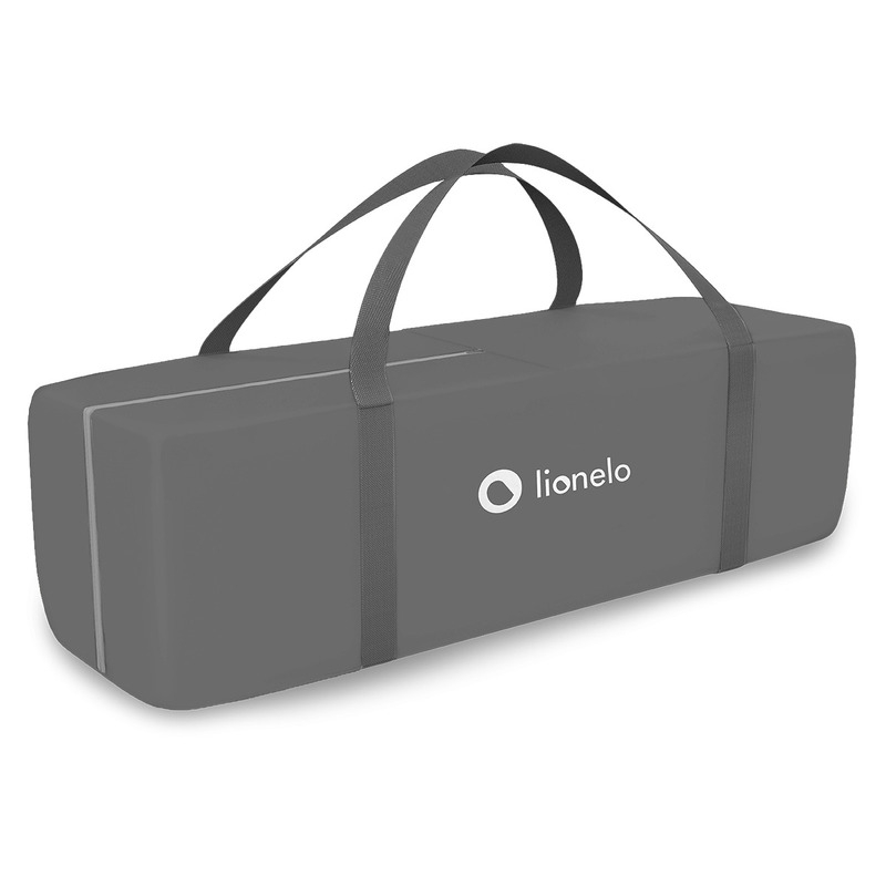 Lionelo - Patut pliant cu doua nivele, Stefi Plus, Cu intrare laterala cu fermoar, 2 roti, 120x60 cm, Conform cu standardul european de securitate EN 716, Gri