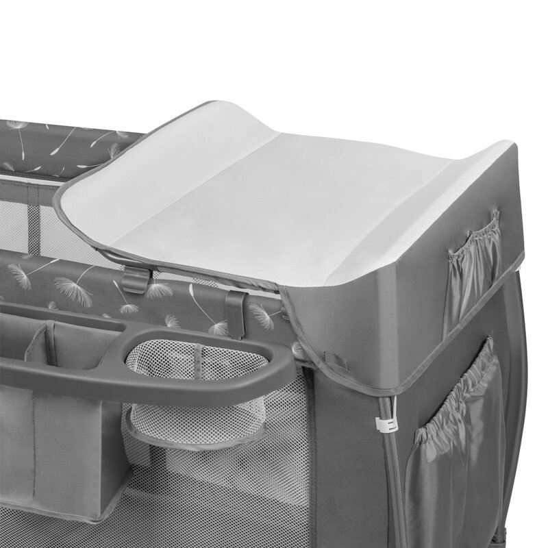 Lionelo - Patut pliant cu doua nivele Sven Plus, 120x60 cm, arcada jucarii, masuta de infasat, vibratii, melodii, conform cu standardele europeane de securitate EN716 si EN12221, Grey