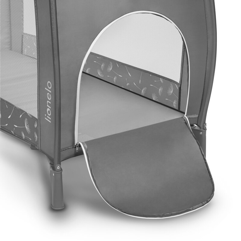 Lionelo - Patut pliant cu doua nivele Sven Plus, 120x60 cm, arcada jucarii, masuta de infasat, vibratii, melodii, conform cu standardele europeane de securitate EN716 si EN12221, Grey