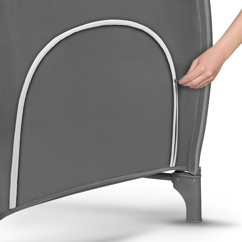 Lionelo - Patut pliant cu doua nivele Sven Plus, 120x60 cm, arcada jucarii, masuta de infasat, vibratii, melodii, conform cu standardele europeane de securitate EN716 si EN12221, Grey