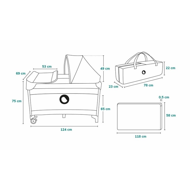 Lionelo - Patut pliant cu doua nivele Sven Plus, 120x60 cm, arcada jucarii, masuta de infasat, vibratii, melodii, conform cu standardele europeane de securitate EN716 si EN12221, Grey