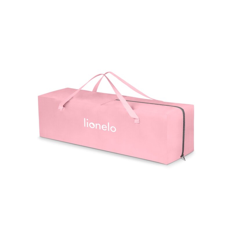 Lionelo - Patut pliant cu un nivel Stefi, Cu intrare laterala cu fermoar, 2 roti, 120x60 cm, Roz Ombre