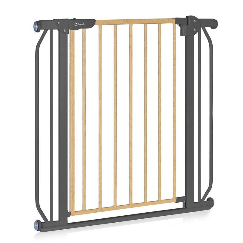 Lionelo - Poarta de siguranta prin presiune Truus Slim, 105 cm, Conform cu standardul europeane de securitate EN1930, Gri/Natur
