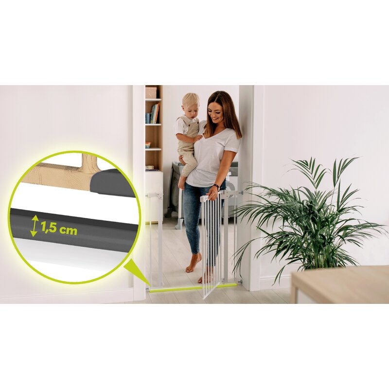 Lionelo - Poarta de siguranta prin presiune Truus Slim, 105 cm, Conform cu standardul europeane de securitate EN1930, Gri/Natur