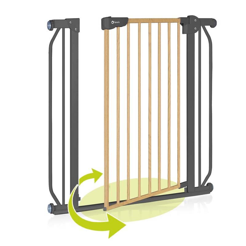 Lionelo - Poarta de siguranta prin presiune Truus Slim, 105 cm, Conform cu standardul europeane de securitate EN1930, Gri/Natur