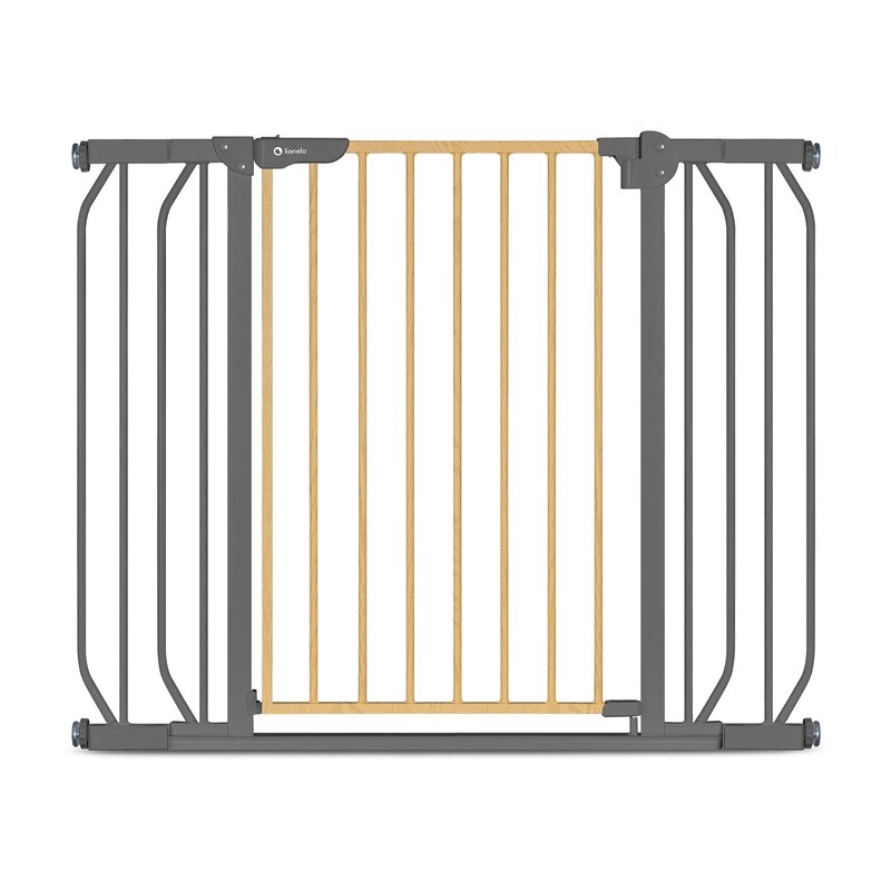 Lionelo - Poarta de siguranta prin presiune Truus Slim, 105 cm, Conform cu standardul europeane de securitate EN1930, Gri/Natur
