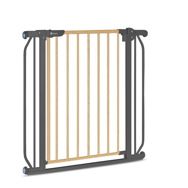 Lionelo - Poarta de siguranta prin presiune Truus Slim, 105 cm, Conform cu standardul europeane de securitate EN1930, Gri/Natur