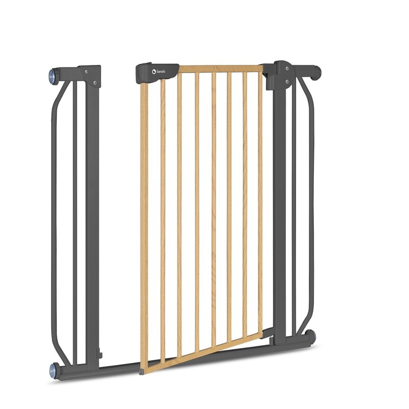 Lionelo - Poarta de siguranta prin presiune Truus Slim, 105 cm, Conform cu standardul europeane de securitate EN1930, Gri/Natur