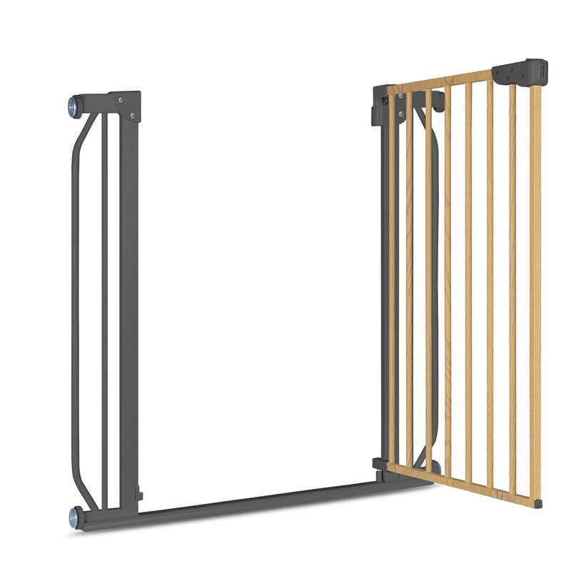 Lionelo - Poarta de siguranta prin presiune Truus Slim, 105 cm, Conform cu standardul europeane de securitate EN1930, Gri/Natur