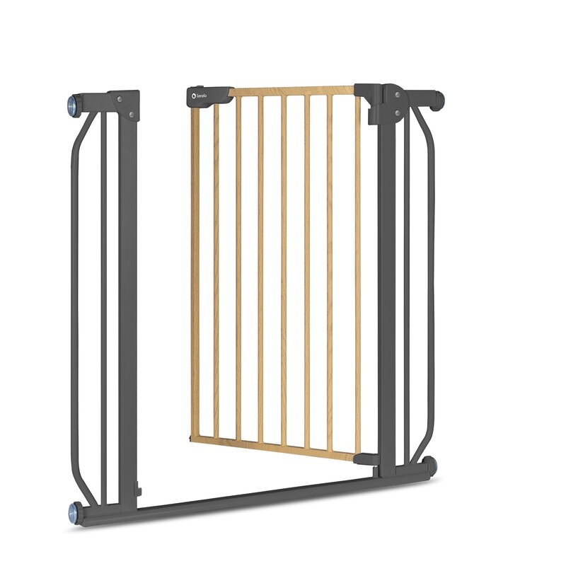 Lionelo - Poarta de siguranta prin presiune Truus Slim, 105 cm, Conform cu standardul europeane de securitate EN1930, Gri/Natur