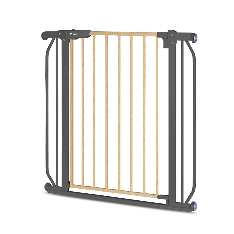 Lionelo - Poarta de siguranta prin presiune Truus Slim, 105 cm, Conform cu standardul europeane de securitate EN1930, Gri/Natur